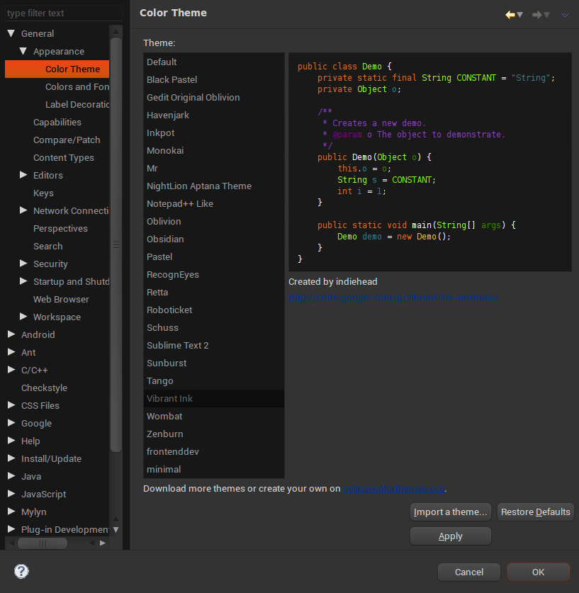 Eclipse Theme Creator | development client Eclipse Theme Creator | development client